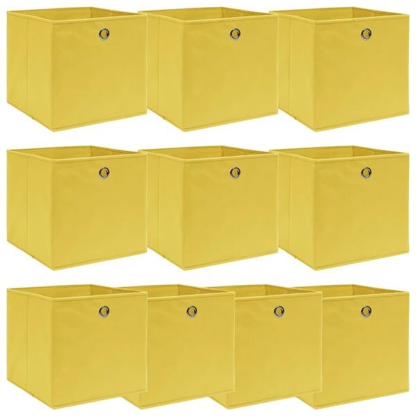 vidaXL opbevaringskasser 10 stk. 32x32x32 stof gul