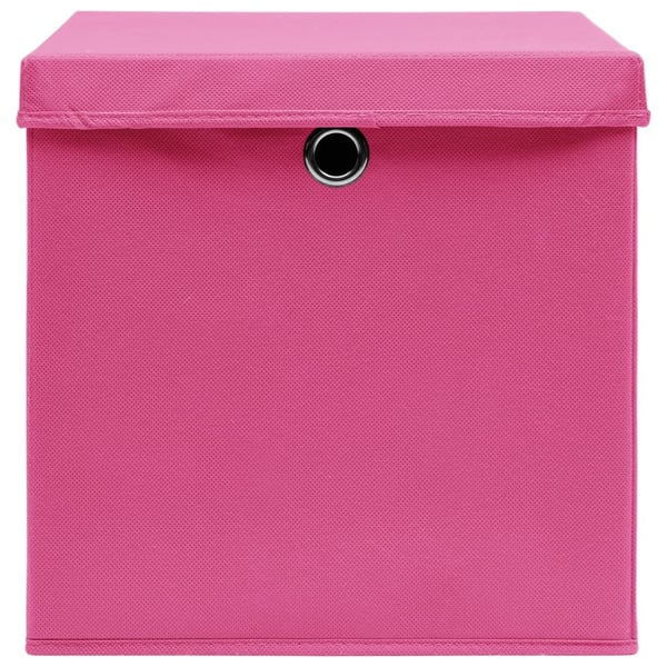 vidaXL opbevaringskasser med låg 10 stk. 32x32x32 stof pink