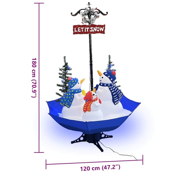 vidaXL juletræ med snefald paraplyfod 170 cm PVC blå