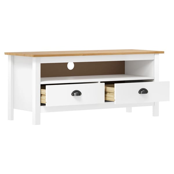 vidaXL TV-benk Hill hvit 110x40x47 cm heltre furu
