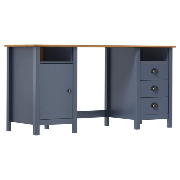vidaXL skrivebord Hill 150x50x74 cm massivt fyrretræ grå