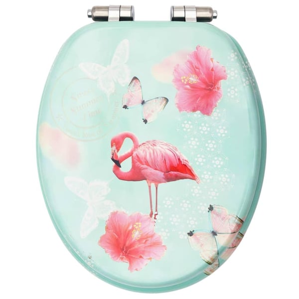 vidaXL toiletsæde med soft close-låg MDF flamingodesign