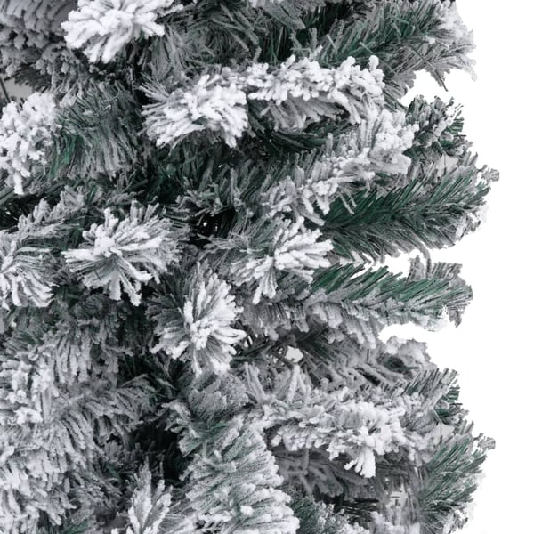 vidaXL Slankt kunstig juletre med flokket snø grønn 150 cm PVC