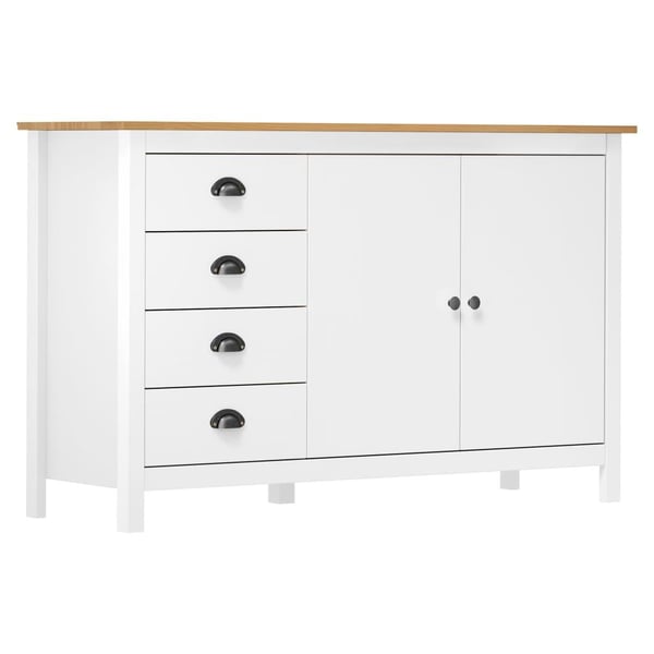 vidaXL skænk Hill 130x40x80 cm massivt fyrretræ hvid