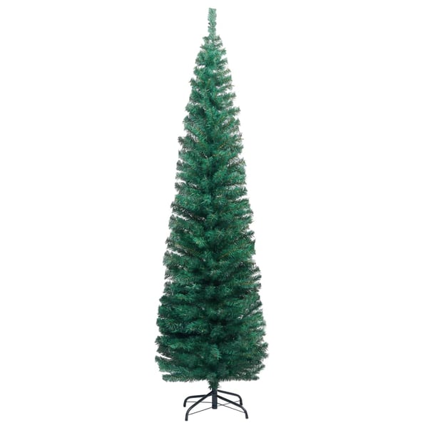 vidaXL Kapea tekojoulukuusi jalustalla vihreä 240 cm PVC