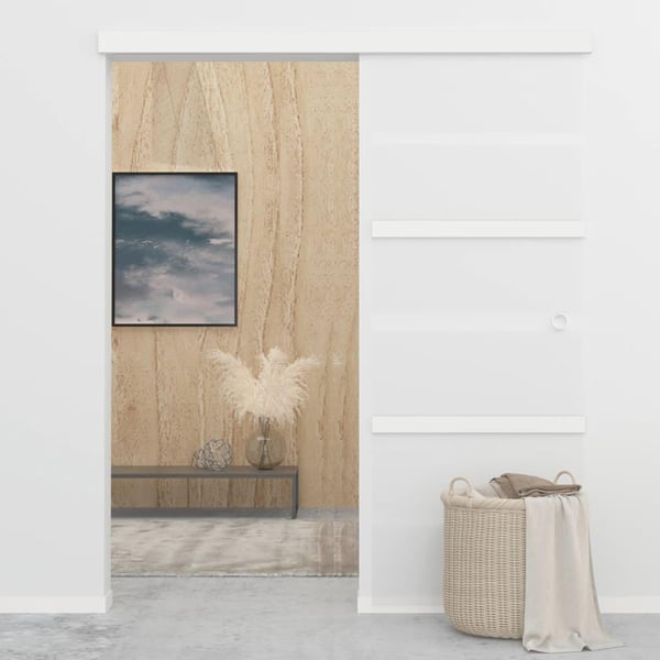 vidaXL Skyvedør ESG-glass og aluminium 76x212 cm sølv