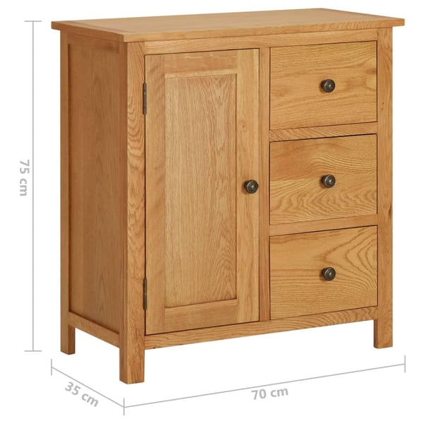 vidaXL skænk 70x35x75 cm massivt egetræ