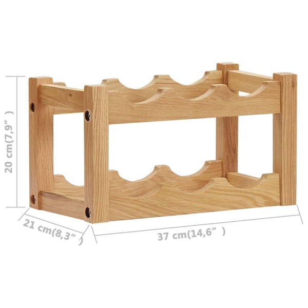 vidaXL Vinstativ for 6 flasker 37x21x21 cm heltre eik