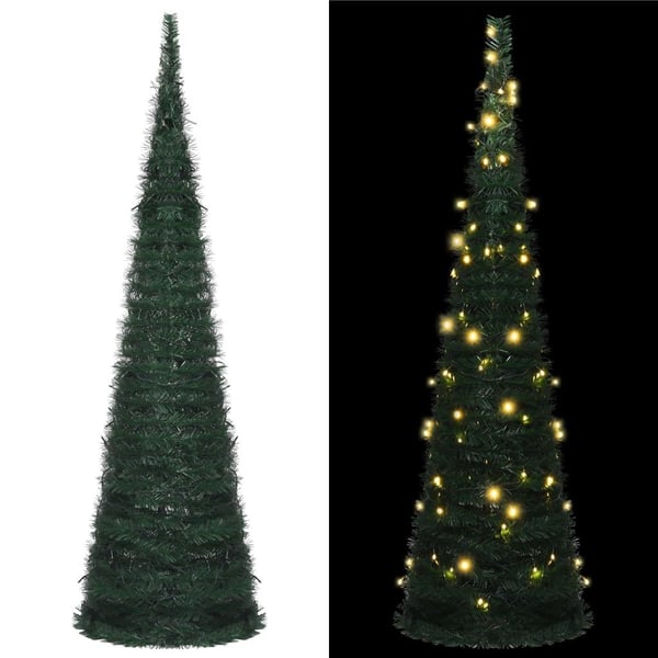 vidaXL Pop-up kunstig juletre med LED streng grønn 150 cm