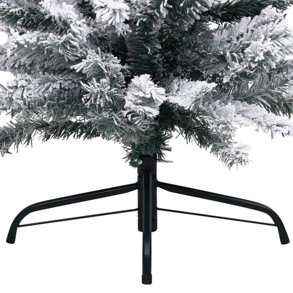 vidaXL Slankt kunstig juletre med flokket snø grønn 180 cm PVC