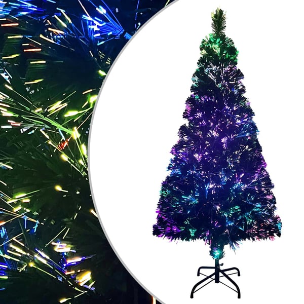 vidaXL kunstigt juletræ med juletræsfod 150 cm fiberoptik grøn