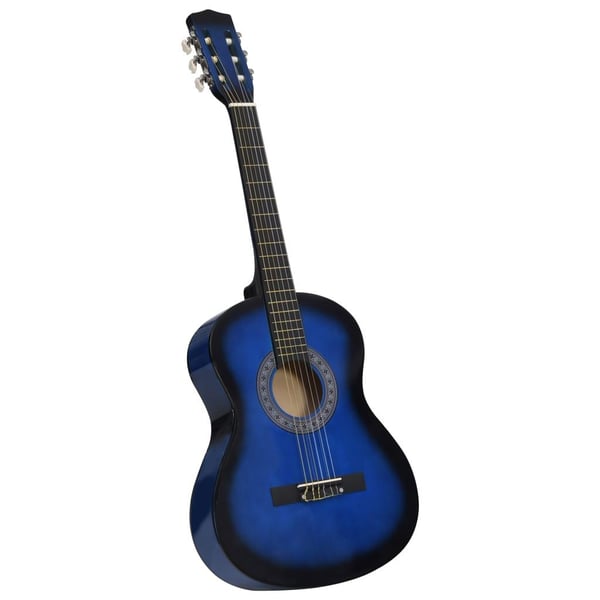 vidaXL Klassisk gitar for nybegynnere med veske blå 3/4 36"