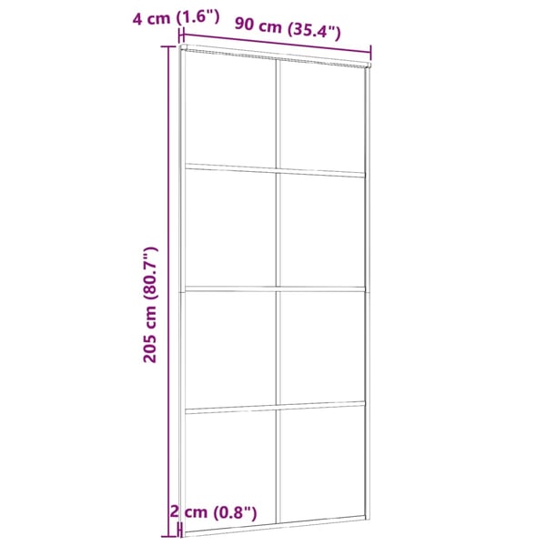 vidaXL skydedør 90x205 cm sikkerhedsglas og aluminium sort