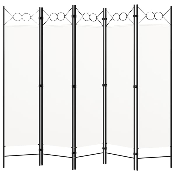 vidaXL Romdeler 5 paneler hvit 200x180 cm