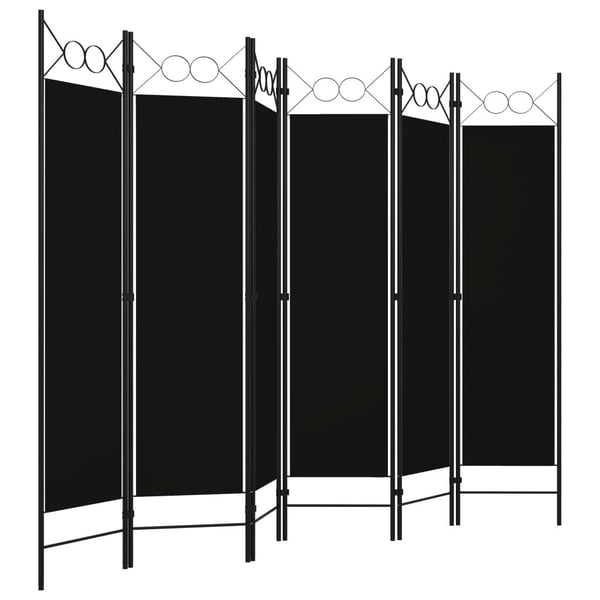 vidaXL Romdeler med 6 paneler svart 240x180 cm