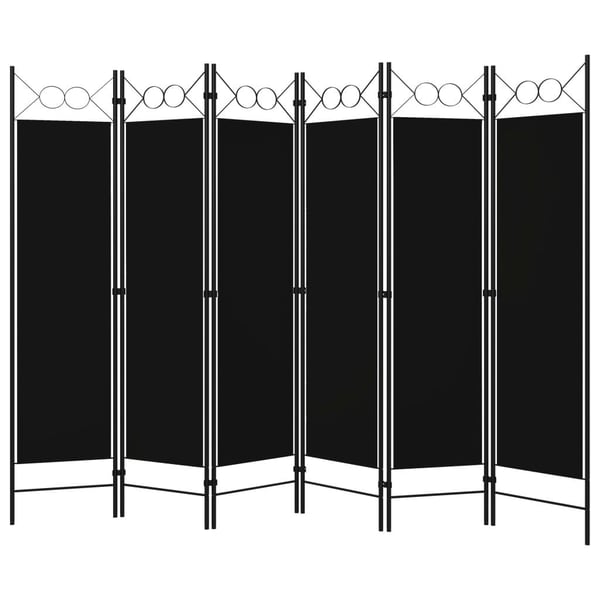 vidaXL Romdeler med 6 paneler svart 240x180 cm