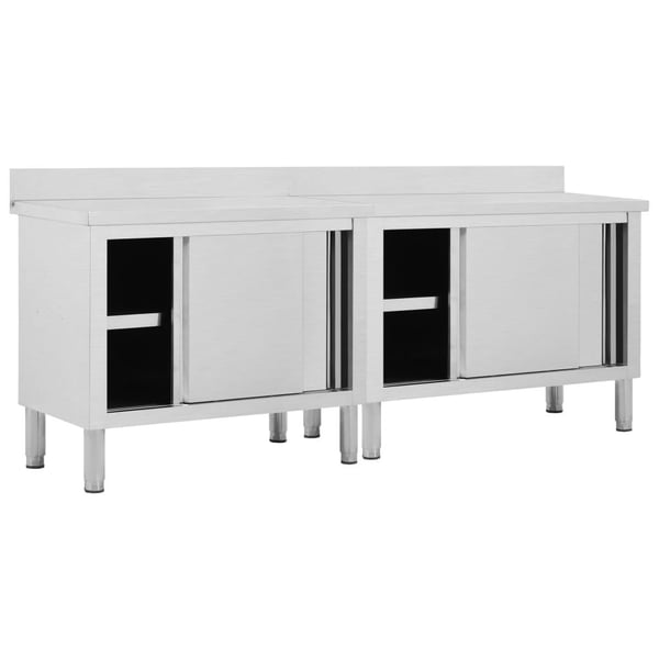 vidaXL Arbeidsbord med skyvedører 2stk 240x50x(95-97)cm rustfritt stål