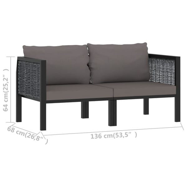 vidaXL 2-personers sofa med hynder polyrattan antracitgrå