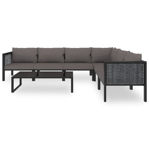 vidaXL haveloungesæt 7 dele med hynde polyrattan antracitgrå