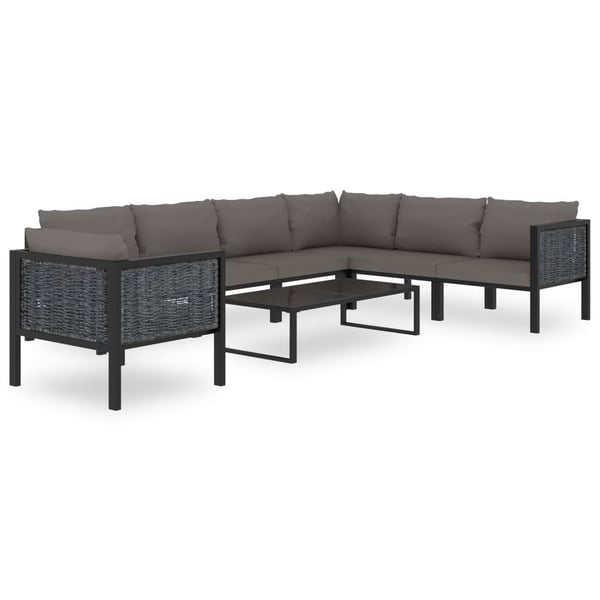 vidaXL hjørnedel til sofa med højre armlæn polyrattan antracitgrå