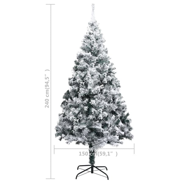 vidaXL Plastgran med snö grön 240 cm PVC