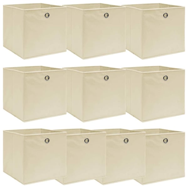 vidaXL opbevaringskasser 10 stk. 32x32x32 stof cremefarvet