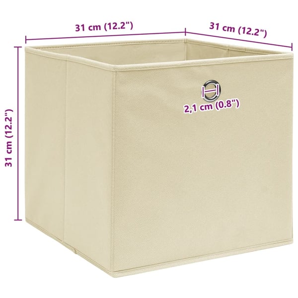 vidaXL opbevaringskasser 4 stk. 32x32x32 stof cremefarvet