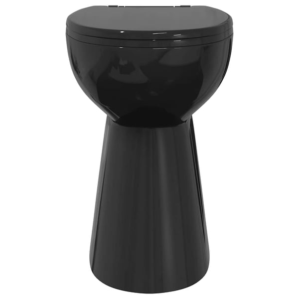 vidaXL kantfrit toilet 7 cm ekstra højde soft close keramik sort