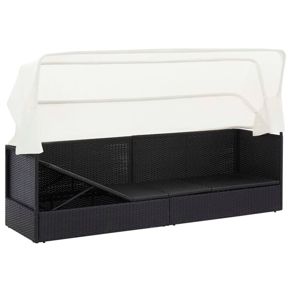 vidaXL havesofa med baldakin polyrattan sort