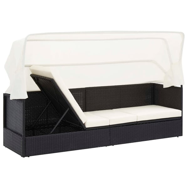 vidaXL havesofa med baldakin polyrattan sort