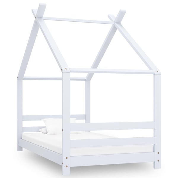 vidaXL Seng/Sengeramme for barn heltre furu hvit 80x160 cm change1