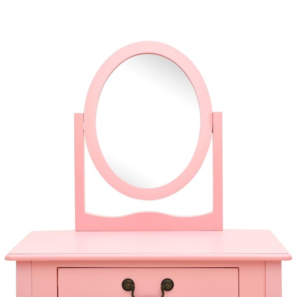 vidaXL kosmetikbord med taburet 65x36x128 cm kejsertræ MDF pink