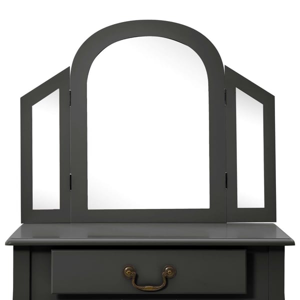 vidaXL kosmetikbord med taburet 65x36x128 cm kejsertræ MDF grå