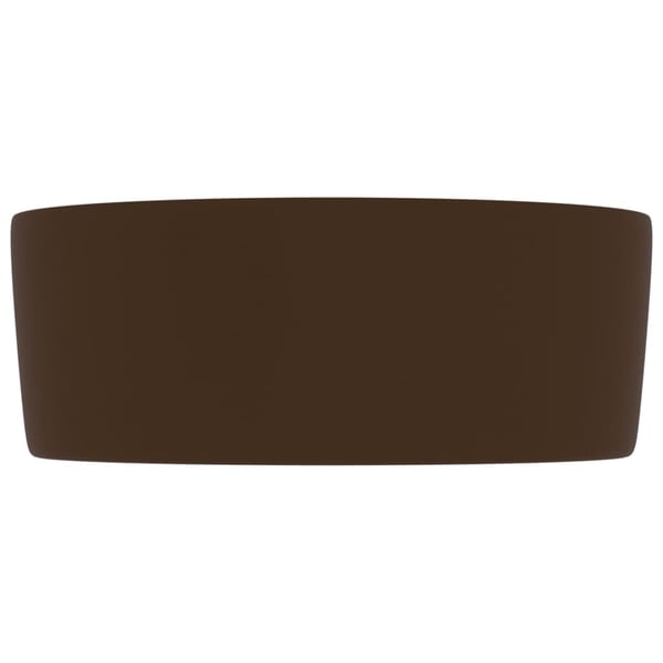 vidaXL Luksuriøs servant rund matt mørkebrun 40x15 cm keramisk
