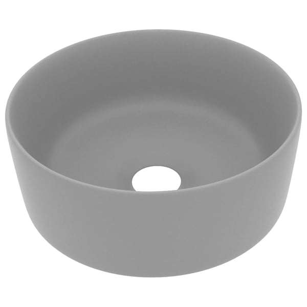 vidaXL Luksuriøs servant rund matt lysegrå 40x15 cm keramisk