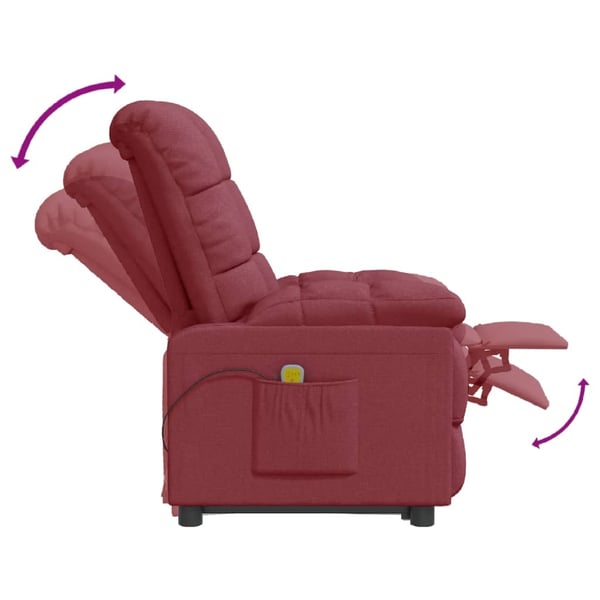 vidaXL Massagefåtölj vinröd tyg