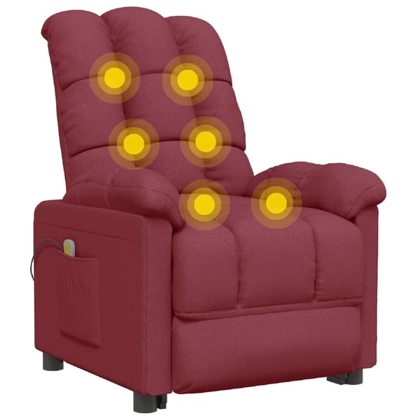 vidaXL Massagefåtölj vinröd tyg