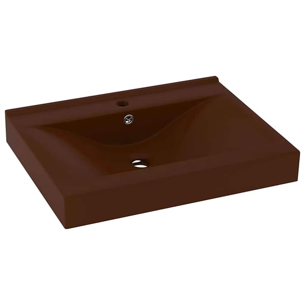 vidaXL luksuriøs håndvask vandhanehul 60x46 cm keramik mat mørkebrun