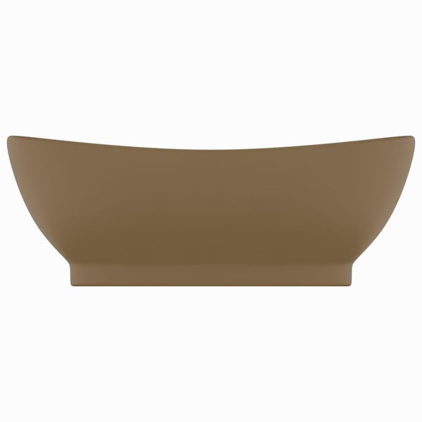 vidaXL Luksuriøs servant med overløp oval matt krem 58,5x39cm keramisk