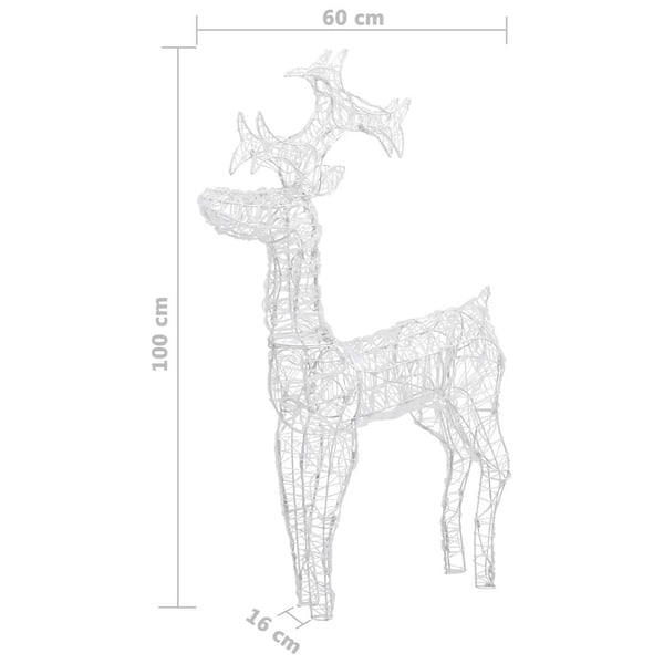 vidaXL Reinsdyr julepynt 90 lysdioder 60x16x100 cm akryl