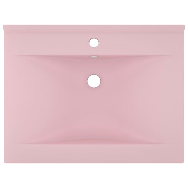 vidaXL Luksuriøs servant med kranhull matt rosa 60x46 cm keramisk