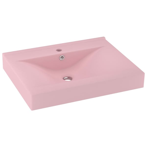 vidaXL Luksuriøs servant med kranhull matt rosa 60x46 cm keramisk