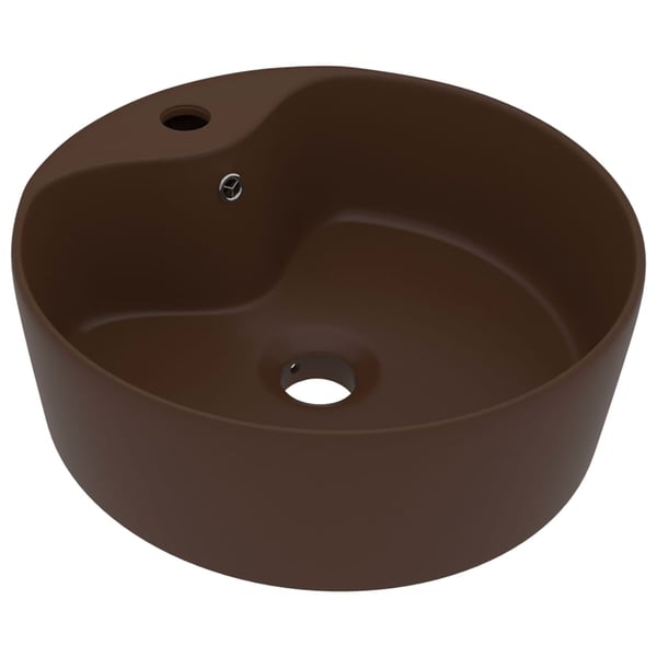 vidaXL Luksuriøs servant med overløp matt mørkebrun 36x13 cm keramisk