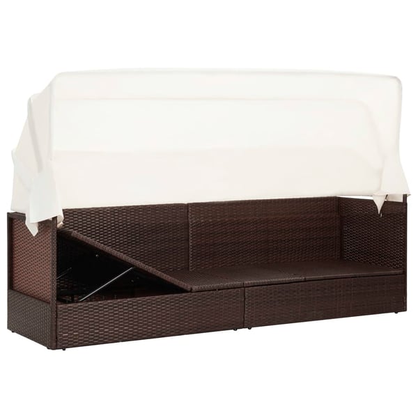 vidaXL havesofa med baldakin polyrattan brun