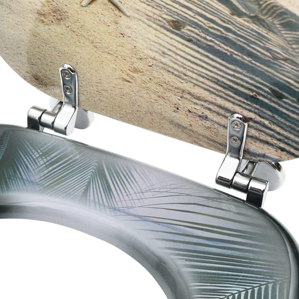 vidaXL Toalettseter med lokk 2 stk MDF stranddesign