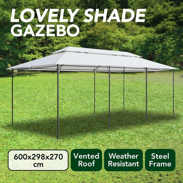 vidaXL Paviljong 600x298x270 cm hvit 180g/m²