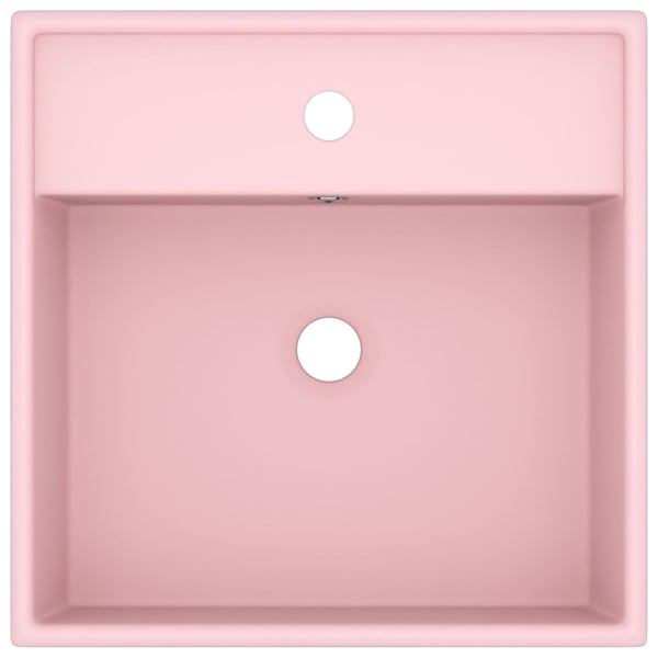 vidaXL Luksuriøs servant overløp firkantet matt rosa 41x41 cm keramisk