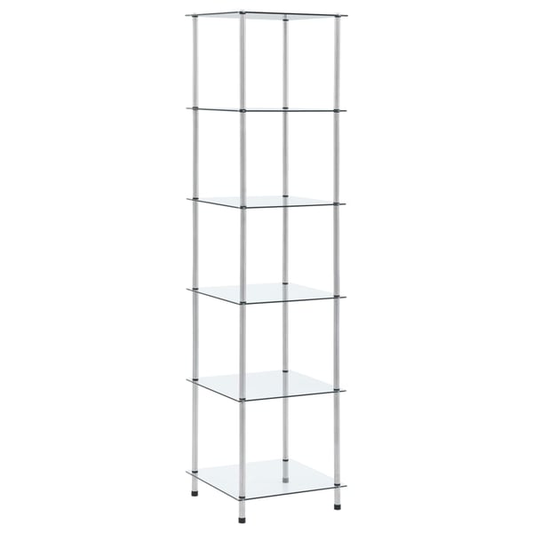 vidaXL Hylle 6 etasjer gjennomsiktig 40x40x160 cm herdet glass