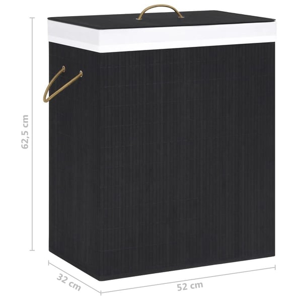 vidaXL Bambu pyykkikori 2 osiota musta 100 l