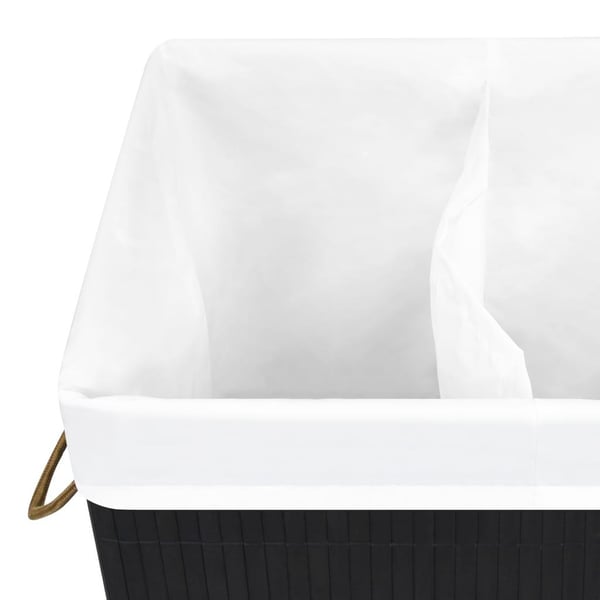 vidaXL vasketøjskurv med 2 rum 72 l bambus sort